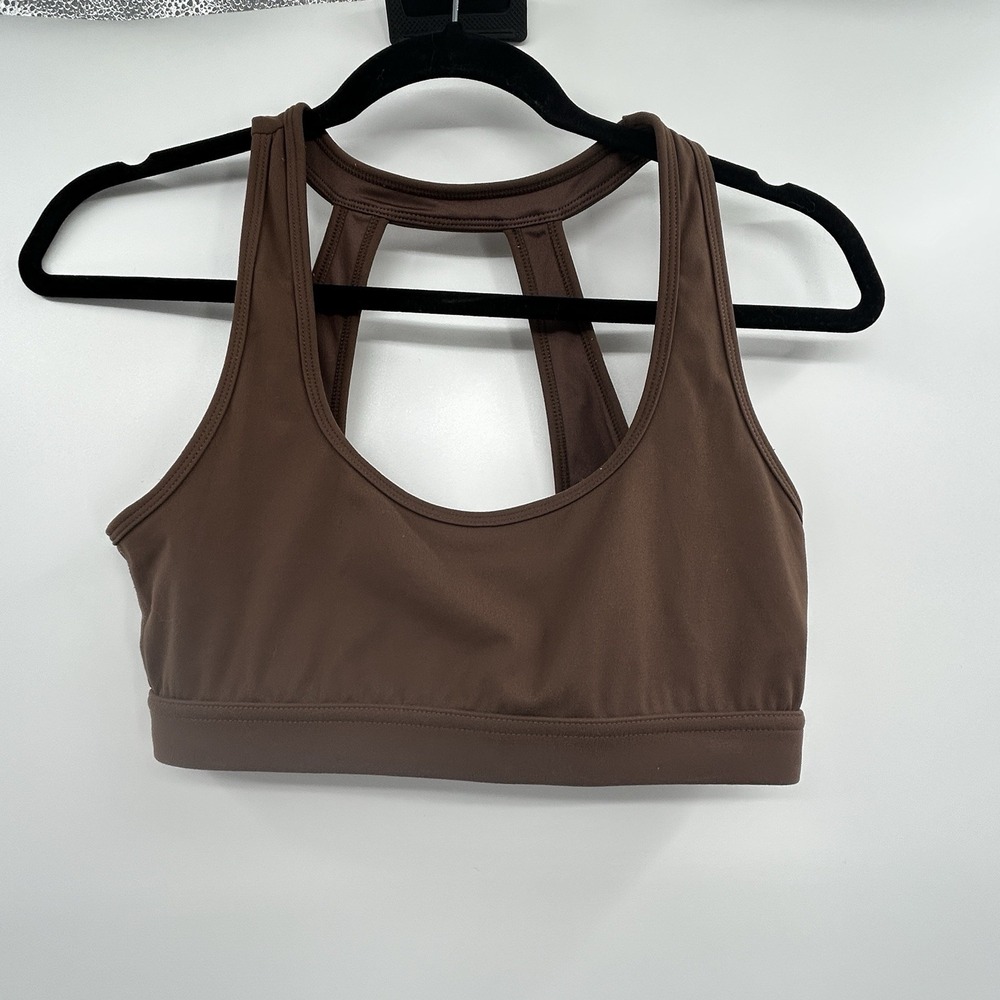Popflex Active Womens Captivate Sports Bra Size Medium Brown Workout Gym Yoga